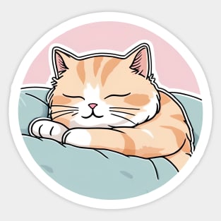 Cute sleepy  orange cat Sticker